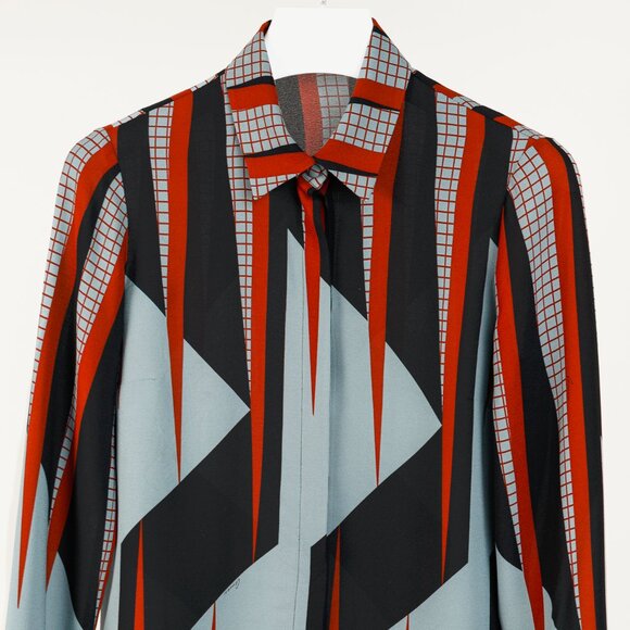 Gucci PF/15 Dusty Avio Triangle-Print Silk Shirt - Picture 4 of 10